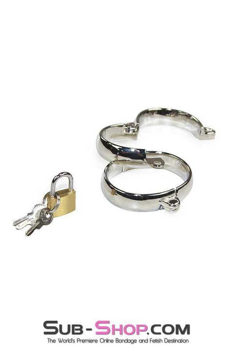 8723SM      Locking Chrome Wide Bracelet Wrist Cuffs Steel Bondage   , Sub-Shop.com Bondage and Fetish Superstore