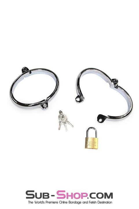 8723SM      Locking Chrome Wide Bracelet Wrist Cuffs Steel Bondage   , Sub-Shop.com Bondage and Fetish Superstore