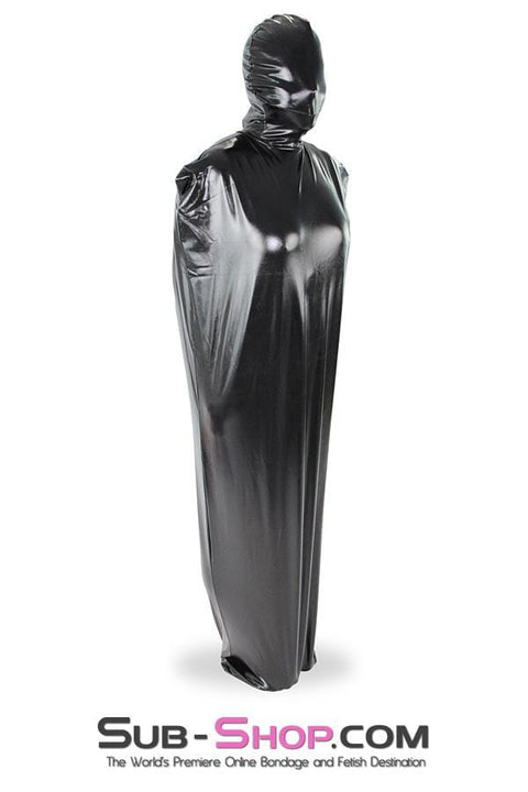 8727LB      Shiny Black Spandex Full Hooded Body Sack - MEGA Deal MEGA Deal   , Sub-Shop.com Bondage and Fetish Superstore