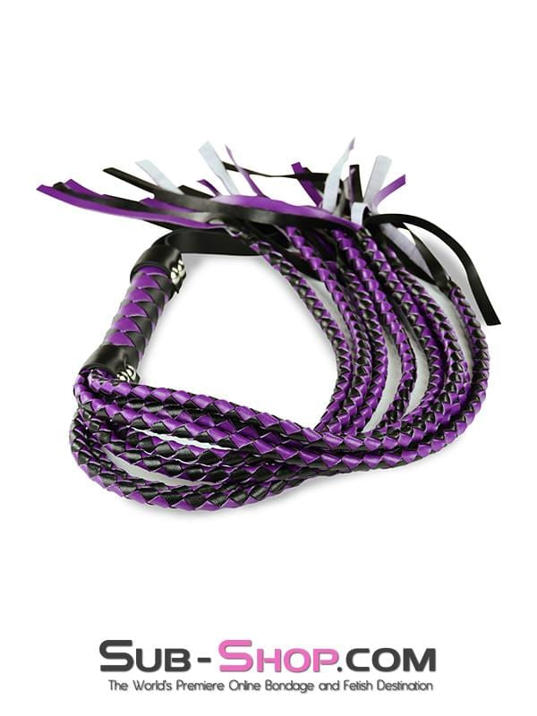 8806MQ      Black & Purple Braided Multi-Tail Flogger Whip   , Sub-Shop.com Bondage and Fetish Superstore