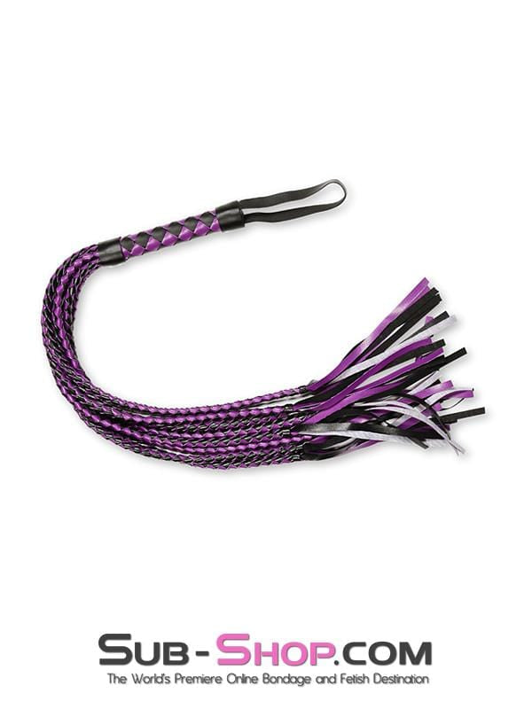 8806MQ      Black & Purple Braided Multi-Tail Flogger Whip   , Sub-Shop.com Bondage and Fetish Superstore