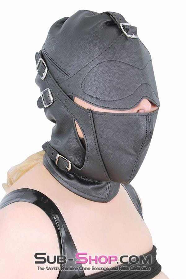 8815RS      Secret Affair Bondage Hood w/ Strap-On Gag Panel and Blindfold Hoods   , Sub-Shop.com Bondage and Fetish Superstore
