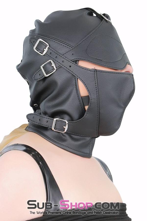8815RS      Secret Affair Bondage Hood w/ Strap-On Gag Panel and Blindfold Hoods   , Sub-Shop.com Bondage and Fetish Superstore