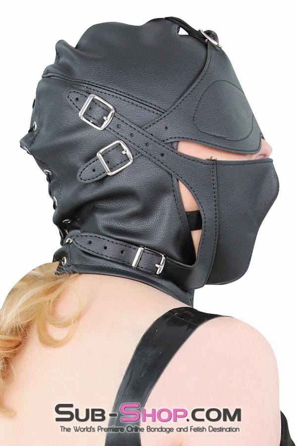 8815RS      Secret Affair Bondage Hood w/ Strap-On Gag Panel and Blindfold Hoods   , Sub-Shop.com Bondage and Fetish Superstore