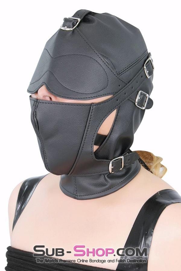 8815RS      Secret Affair Bondage Hood w/ Strap-On Gag Panel and Blindfold Hoods   , Sub-Shop.com Bondage and Fetish Superstore