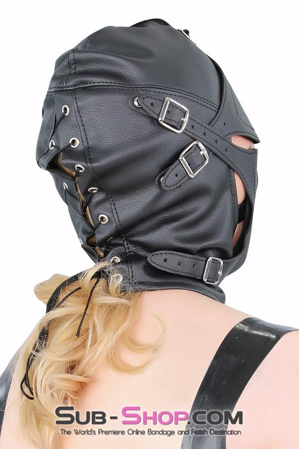 8815RS      Secret Affair Bondage Hood w/ Strap-On Gag Panel and Blindfold Hoods   , Sub-Shop.com Bondage and Fetish Superstore