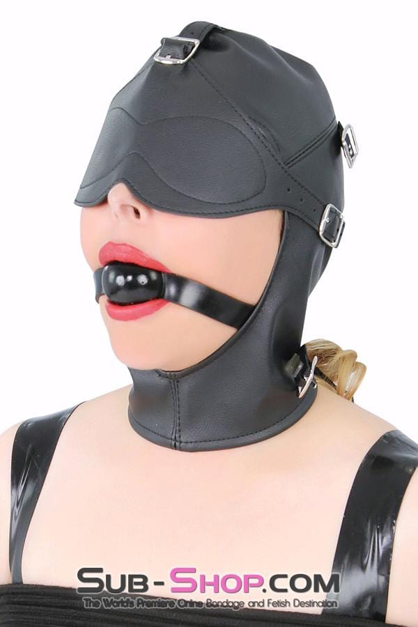 8815RS      Secret Affair Bondage Hood w/ Strap-On Gag Panel and Blindfold Hoods   , Sub-Shop.com Bondage and Fetish Superstore