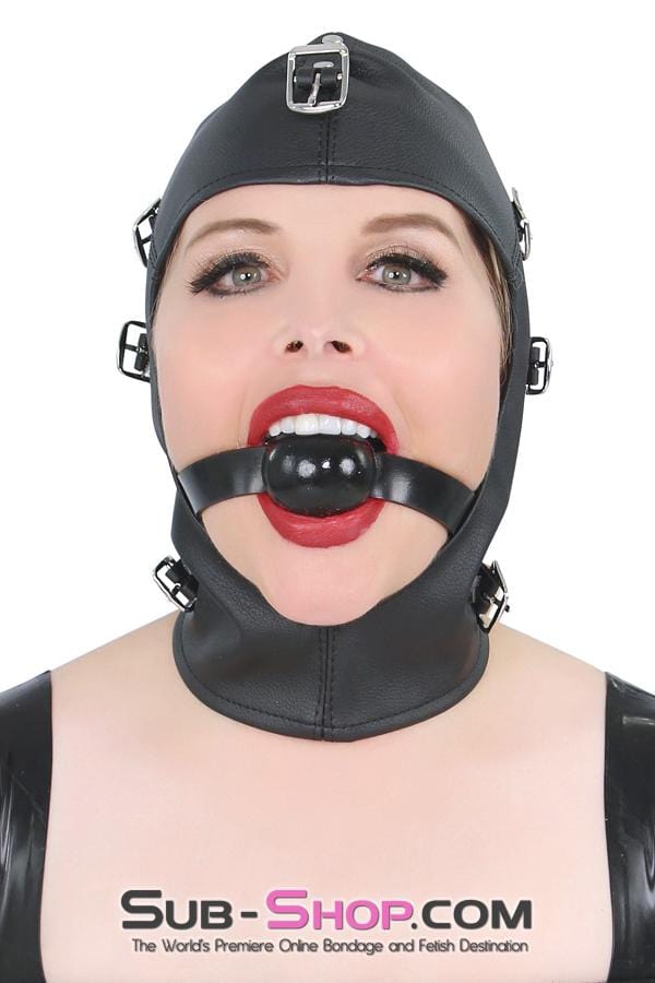 8815RS      Secret Affair Bondage Hood w/ Strap-On Gag Panel and Blindfold Hoods   , Sub-Shop.com Bondage and Fetish Superstore