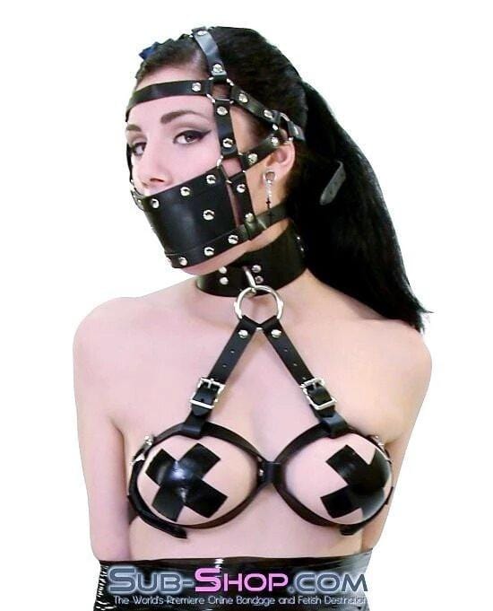 6856A      Bondage Bra with Collar Breast Bondage Set Latex Bra   , Sub-Shop.com Bondage and Fetish Superstore