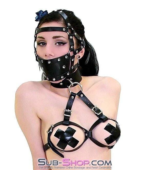 6856A      Bondage Bra with Collar Breast Bondage Set Latex Bra   , Sub-Shop.com Bondage and Fetish Superstore