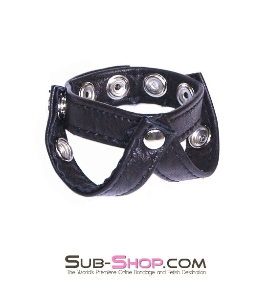 8853HS      Leather Y-Style Cock & Ball Separator Strap Cock Cage   , Sub-Shop.com Bondage and Fetish Superstore