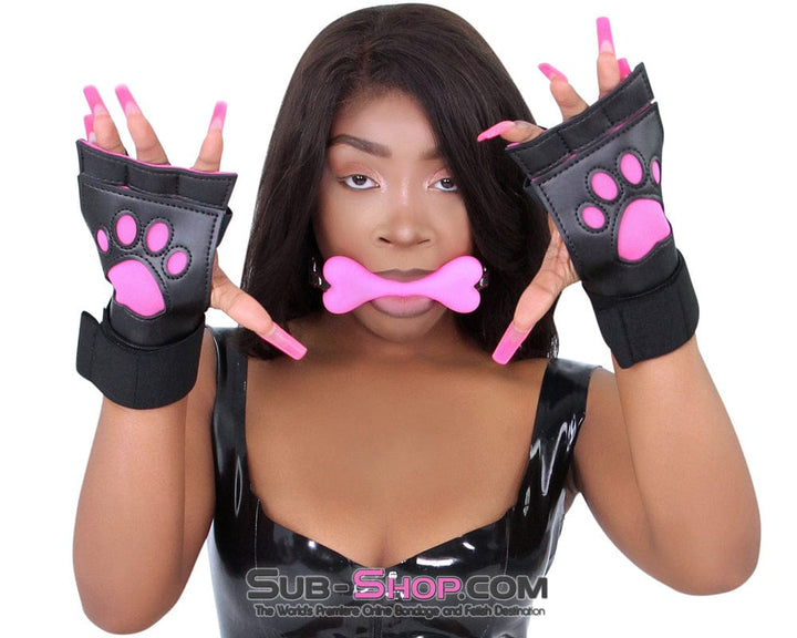 2964DL      Lil' Bitch Pup Small Pink Silicone Puppy Play Bone Gag - MEGA Deal Black Friday Blowout   , Sub-Shop.com Bondage and Fetish Superstore