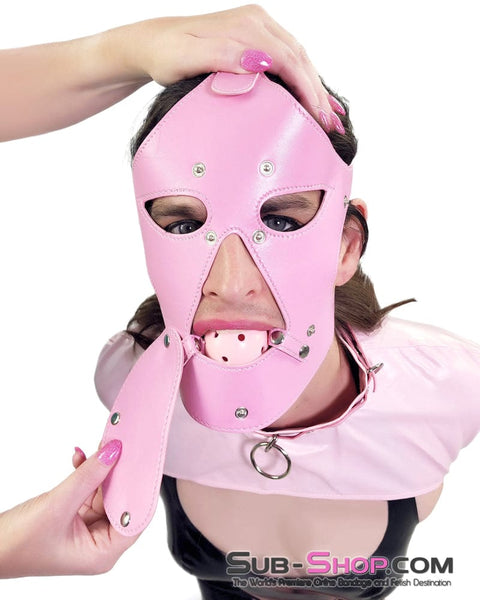 8859DL      Pink Bondage Face Mask Trainer with Removable Blinders and Gag - LAST CHANCE - Final Closeout! MEGA Deal   , Sub-Shop.com Bondage and Fetish Superstore