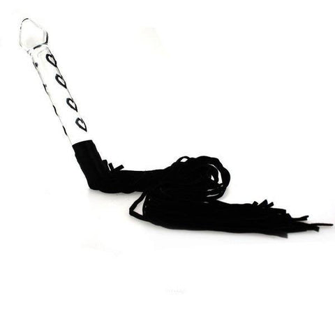 8891M      Heart Throb Black Suede Leather Whip with Glass Massager Handle - LAST CHANCE - Final Closeout! MEGA Deal   , Sub-Shop.com Bondage and Fetish Superstore