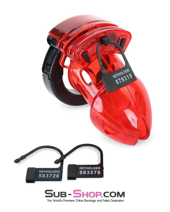 8911AX      Red Jacked Adjustable Locking Male Cock Cuff Chastity Device Chastity   , Sub-Shop.com Bondage and Fetish Superstore