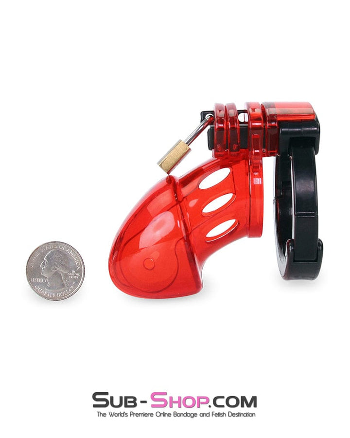 8911AX      Red Jacked Adjustable Locking Male Cock Cuff Chastity Device Chastity   , Sub-Shop.com Bondage and Fetish Superstore