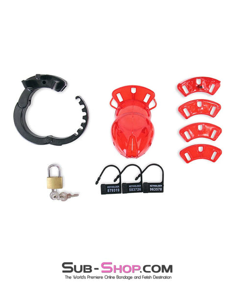 8911AX      Red Jacked Adjustable Locking Male Cock Cuff Chastity Device Chastity   , Sub-Shop.com Bondage and Fetish Superstore
