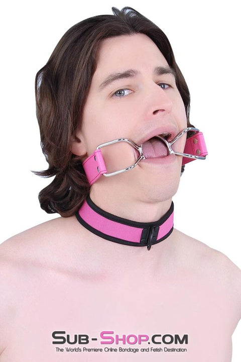 8912MQ-SIS      Open Wide My Pretty Sissy Hot Pink Open Mouth Ring Gag Sissy   , Sub-Shop.com Bondage and Fetish Superstore