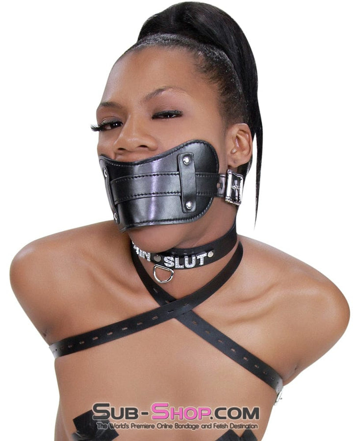 8954DL      Stuffed Slave Mouth Locking Panel Gag - MEGA Deal Black Friday Blowout   , Sub-Shop.com Bondage and Fetish Superstore