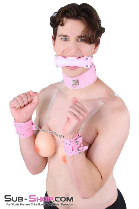 8968DL-SIS      Sissy Glam Girl Double Strap Pink Wrist Cuffs Sissy   , Sub-Shop.com Bondage and Fetish Superstore