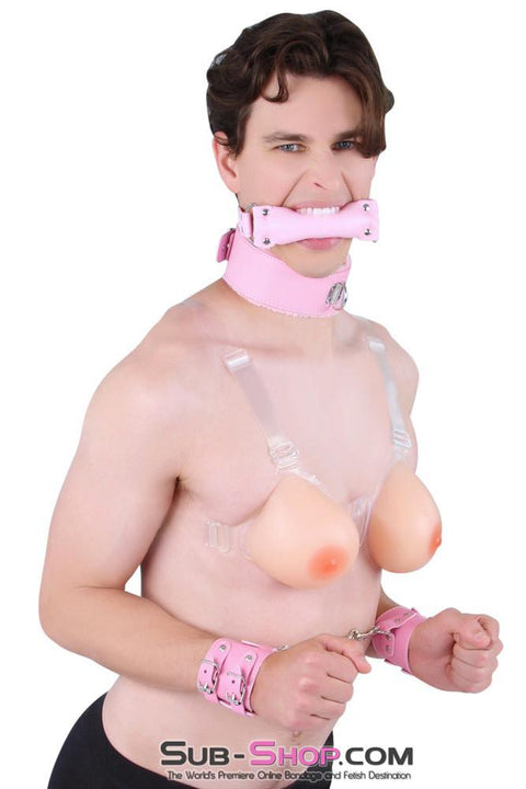 8968DL-SIS      Sissy Glam Girl Double Strap Pink Wrist Cuffs Sissy   , Sub-Shop.com Bondage and Fetish Superstore