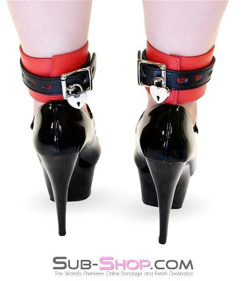 8971DL      Led Into Temptation Locking Ankle Cuffs with Connection Chain Cuffs   , Sub-Shop.com Bondage and Fetish Superstore