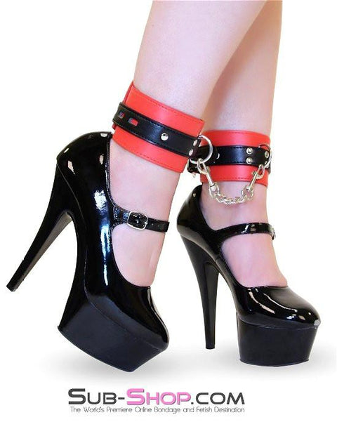 8971DL      Led Into Temptation Locking Ankle Cuffs with Connection Chain Cuffs   , Sub-Shop.com Bondage and Fetish Superstore