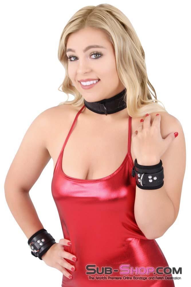 8972DL      Cozy Up Locking Lined Bondage Wrist Cuffs with Connection Chain Cuffs   , Sub-Shop.com Bondage and Fetish Superstore