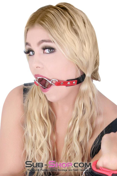 8982MQ      Open Mouth Ring Gag with Tongue Depressor, Black and Red Gags   , Sub-Shop.com Bondage and Fetish Superstore