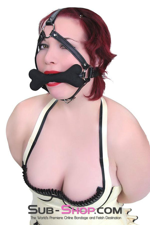 8991DL      Obedience Trainer Puppy Play Bone Gag Trainer - LAST CHANCE - Final Closeout! Black Friday Blowout   , Sub-Shop.com Bondage and Fetish Superstore