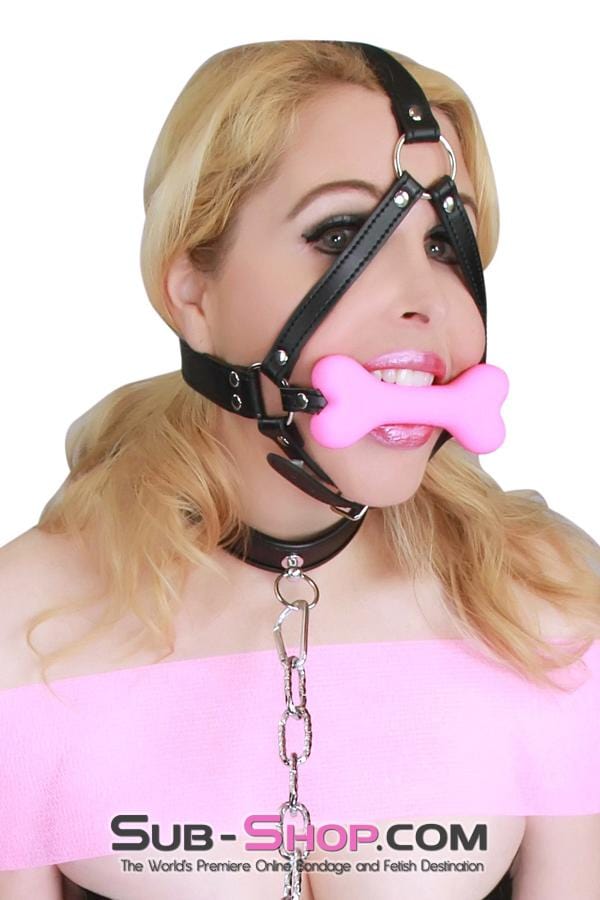 8992DL      Good Girl Pink Puppy Play Bone Gag Trainer Gags   , Sub-Shop.com Bondage and Fetish Superstore