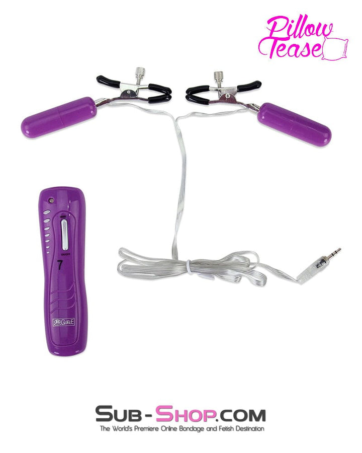 9007M      7 Function Vibrating Purple Nipple Clamps Set Nipple Clamp   , Sub-Shop.com Bondage and Fetish Superstore