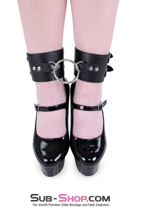 9011M      Black Double Buckle Ankle Cuffs with O-Ring Connection - LAST CHANCE - Final Closeout! MEGA Deal   , Sub-Shop.com Bondage and Fetish Superstore