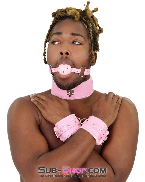 2356MQ-SIS      Sissy Princess Pink Fur Lined Wrist Bondage Cuffs Sissy   , Sub-Shop.com Bondage and Fetish Superstore