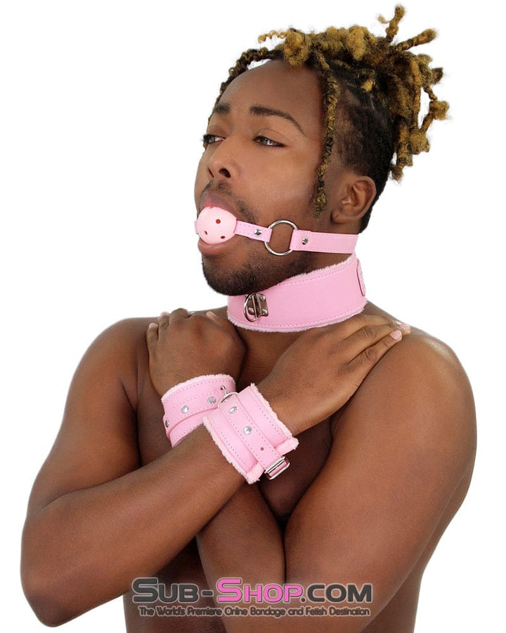2356MQ-SIS      Sissy Princess Pink Fur Lined Wrist Bondage Cuffs Sissy   , Sub-Shop.com Bondage and Fetish Superstore
