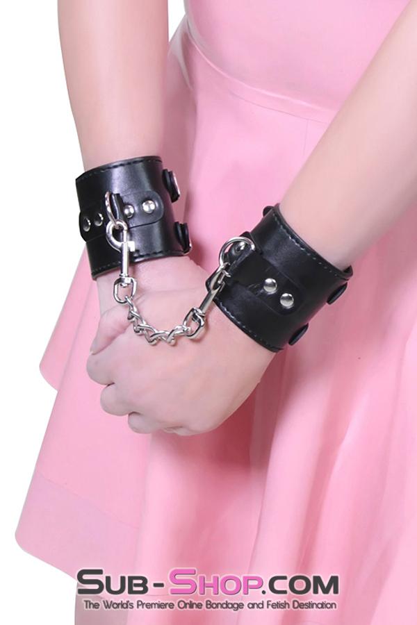 9026M      Black Double Buckle Wrist Cuffs - MEGA Deal Black Friday Blowout   , Sub-Shop.com Bondage and Fetish Superstore
