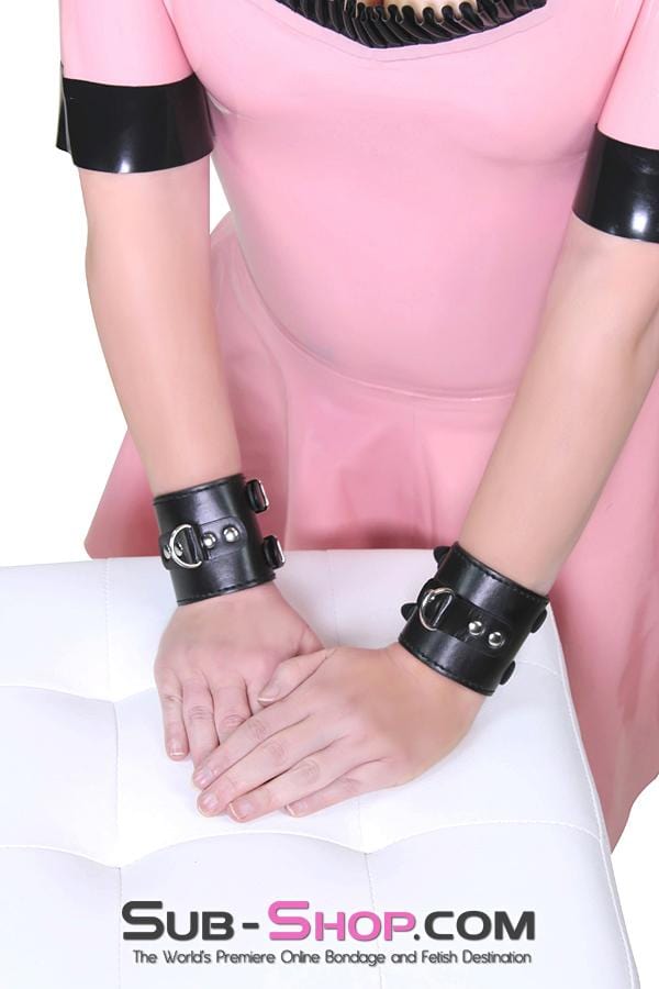 9026M      Black Double Buckle Wrist Cuffs - MEGA Deal Black Friday Blowout   , Sub-Shop.com Bondage and Fetish Superstore