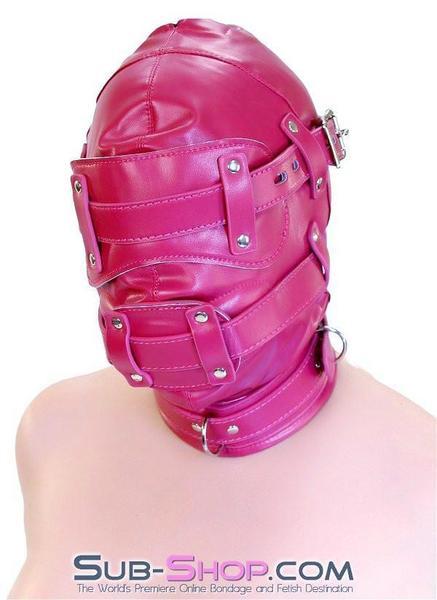 9040DL      Total Lockdown Locking Sex Bomb Pink Full Hood with Removable Blindfold and Penis Gag Hoods   , Sub-Shop.com Bondage and Fetish Superstore