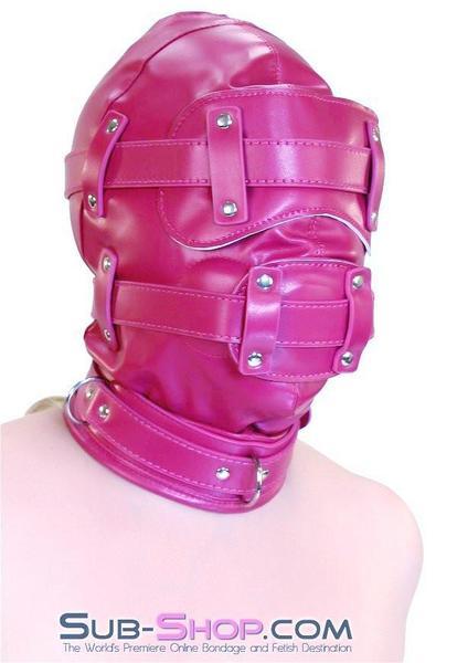 9040DL      Total Lockdown Locking Sex Bomb Pink Full Hood with Removable Blindfold and Penis Gag Hoods   , Sub-Shop.com Bondage and Fetish Superstore