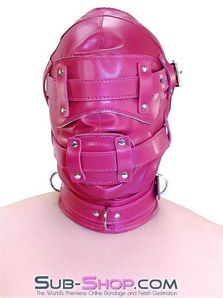 9719DL      Deep Throat Locking Hood with Removable Blindfold and 4" Penis Gag Hoods   , Sub-Shop.com Bondage and Fetish Superstore