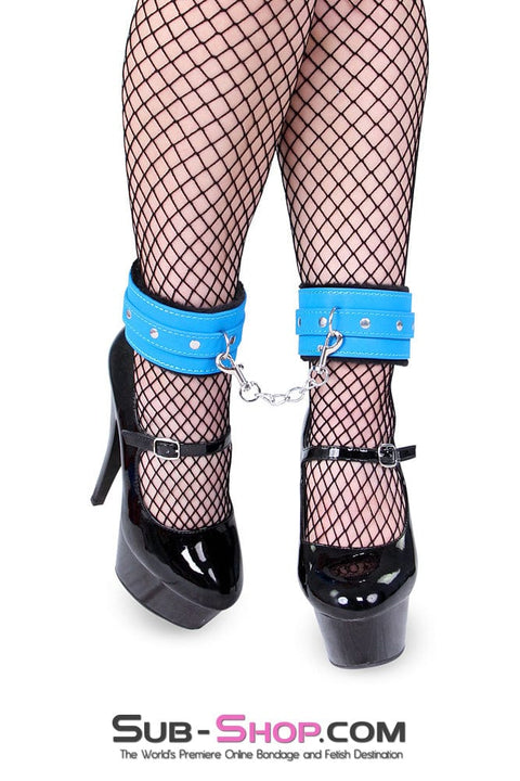 9051MQ      River Blue Ankle Cuffs with Black Fur Lining Cuffs   , Sub-Shop.com Bondage and Fetish Superstore