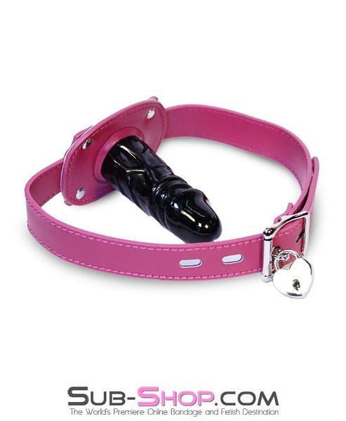 9054DL-SIS      Sissy Boi Deep Throat Sex Bomb Cross-Dressing Sissy Pink Locking 4" Long Rubber Penis Gag Sissy   , Sub-Shop.com Bondage and Fetish Superstore
