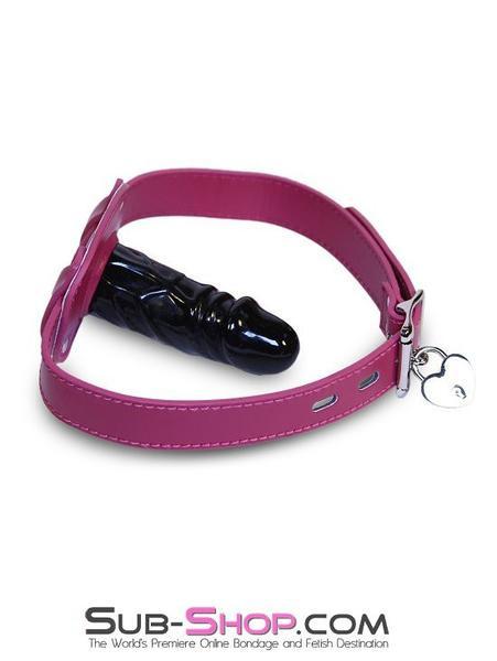 9054DL-SIS      Sissy Boi Deep Throat Sex Bomb Cross-Dressing Sissy Pink Locking 4" Long Rubber Penis Gag Sissy   , Sub-Shop.com Bondage and Fetish Superstore