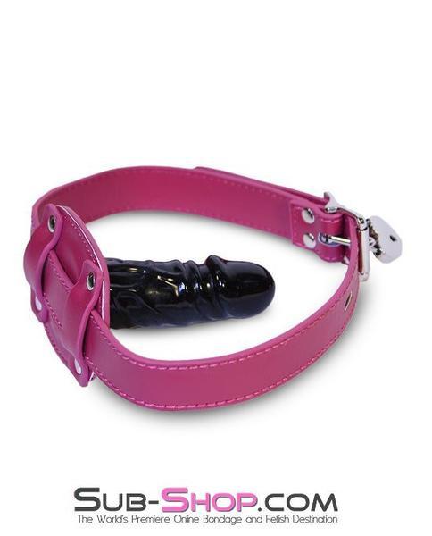 9054DL-SIS      Sissy Boi Deep Throat Sex Bomb Cross-Dressing Sissy Pink Locking 4" Long Rubber Penis Gag Sissy   , Sub-Shop.com Bondage and Fetish Superstore