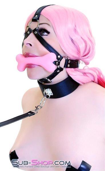 8992DL      Good Girl Pink Puppy Play Bone Gag Trainer Gags   , Sub-Shop.com Bondage and Fetish Superstore