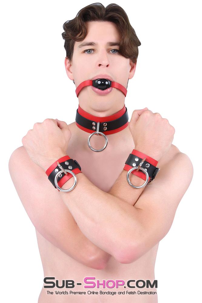 9089A      Sensual Seduction Red & Black Locking Leather Bondage Wrist Cuffs Cuffs   , Sub-Shop.com Bondage and Fetish Superstore