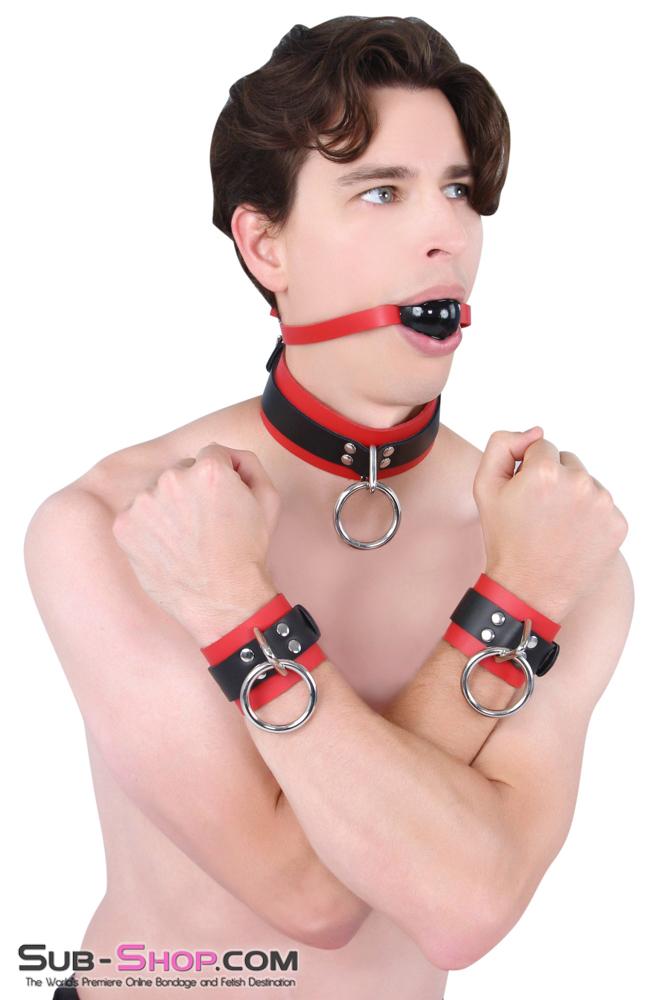 9089A      Sensual Seduction Red & Black Locking Leather Bondage Wrist Cuffs Cuffs   , Sub-Shop.com Bondage and Fetish Superstore