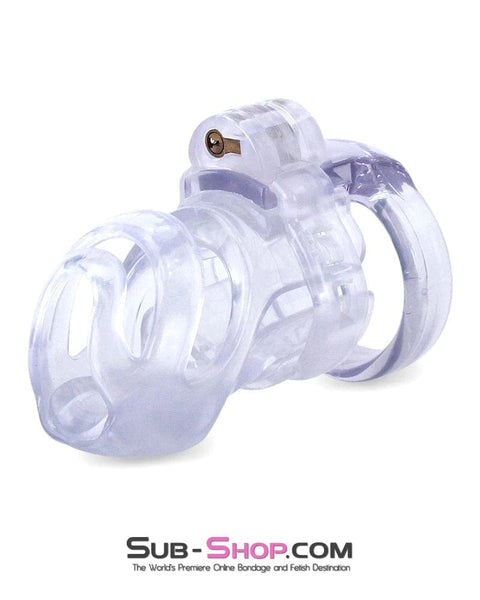 9321M-SIS      Forced Sissy Long Clear Male Chastity with Optional Prince Albert Insert Sissy   , Sub-Shop.com Bondage and Fetish Superstore