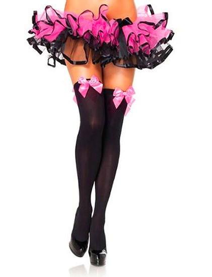 0954L-SIS      Sissy Feminization BDSM Mistress Girlie Crossdressing Fantasy Accessory Hot Pink Bow Top Thigh High Stockings Sissy   , Sub-Shop.com Bondage and Fetish Superstore