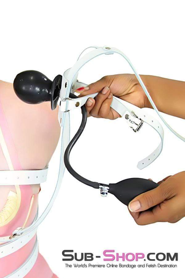 0961A-SIS      Sissy Slave Dare Pump It Up Female Led Relationship White Leather Penis Pump Gag Trainer Sissy   , Sub-Shop.com Bondage and Fetish Superstore